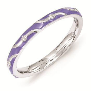 Picture of Sterling Silver Stackable Ring Purple  Enamel