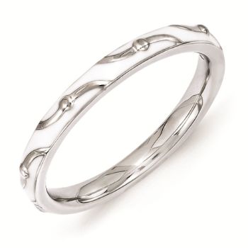 Picture of Sterling Silver Stackable Ring White Enamel