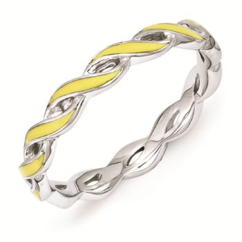 Picture of Sterling Silver Stackable Ring Yellow Enamel
