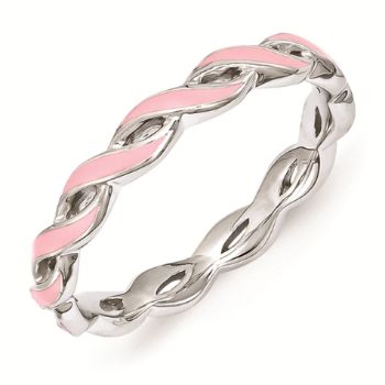 Picture of Sterling Silver Stackable Ring Pink Enamel