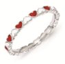 Picture of Sterling Silver Stackable Ring Red & White Enamel