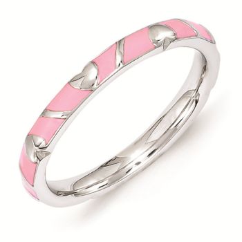 Picture of Sterling Silver Stackable Ring Pink Enamel