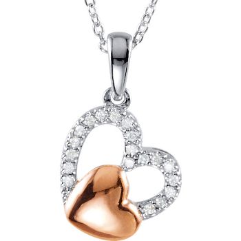 Picture of Diamond Double Heart Silver Necklace