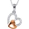 Picture of Diamond Double Heart Silver Necklace