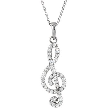Picture of Petite Treble Clef Diamond 16" Necklace