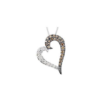 Picture of Brown & White Diamond Heart Necklace
