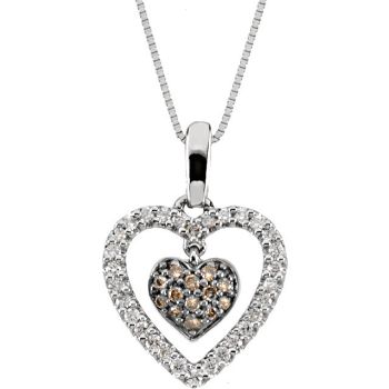 Picture of Brown & White Diamond Heart Necklace