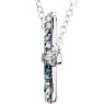 Picture of Blue & White Diamond Sideways Cross Necklace