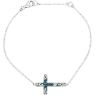 Picture of Blue & White Diamond Sideways Cross Necklace