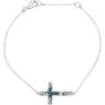 Picture of Blue & White Diamond Sideways Cross Necklace