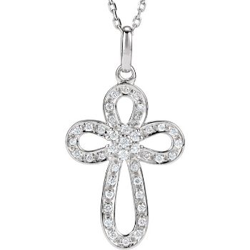 Picture of Sterling Silver Diamond Cross Necklace