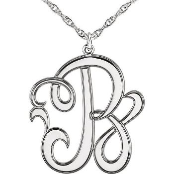 Picture of 22 mm 1-Letter Script Monogram Necklace