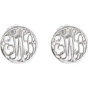 Picture of 10 mm 3-Letter Script Monogram Earrings