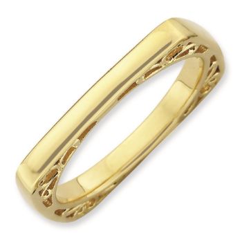 Picture of Silver Yellow Gold Plated 2.25 mm Square Ring