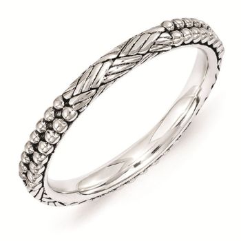 Picture of Silver Stackable Antiqued Patterned Ring