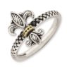 Picture of Sterling Silver & 14k Fleur De Lis Antiqued Ring