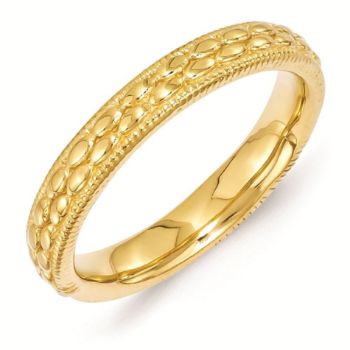 Picture of Sterling Silver Stackable Gold-Plated Patterned Ring