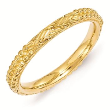Picture of Sterling Silver Stackable Gold-Plated Patterned Ring
