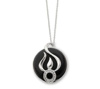 Picture of Fear Less, Onyx & CZ Silver Pendant