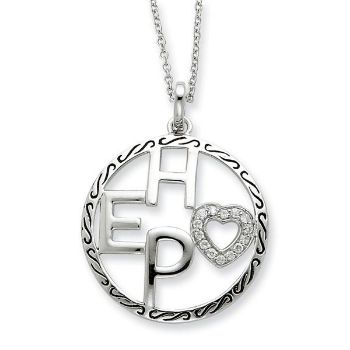 Picture of Hope, Antiqued Silver CZ Pendant