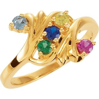 Picture of Gold 1 to 7 Round Stones Mother's Ring