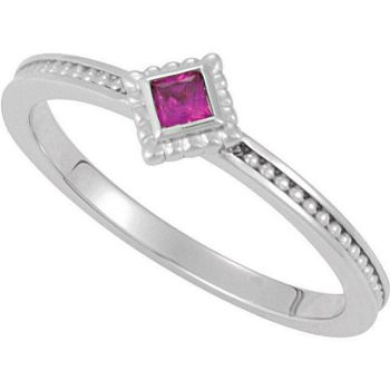 Picture of Silver 1 Square Stone Stackable Mother's Ring