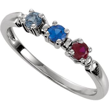 Picture of Silver 1 to 3 Round Stones Stackable Mother's Ring
