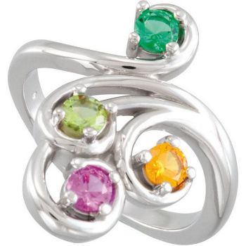 Picture of Silver 1 to 4 Round Stones Mother's Ring