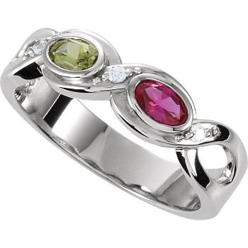 Picture of Silver 1 to 5 Oval Stones Mother's Ring