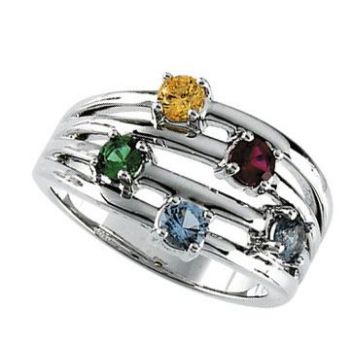 Picture of Silver 1 to 5 Round Stones Mother's Ring