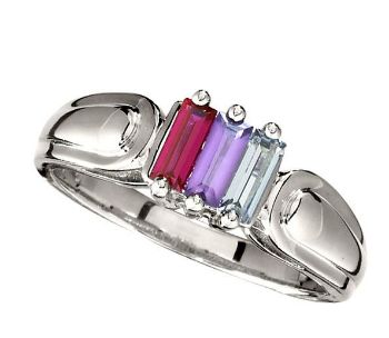 Picture of Silver 2 to 6 Baguette Stones Mother's Ring