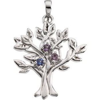 Picture of Silver 1 to 9 Stones Mother's Tree Pendant