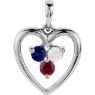 Picture of Silver Heart 3 Round Stones Mother's Pendant
