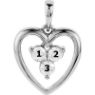 Picture of Silver Heart 3 Round Stones Mother's Pendant