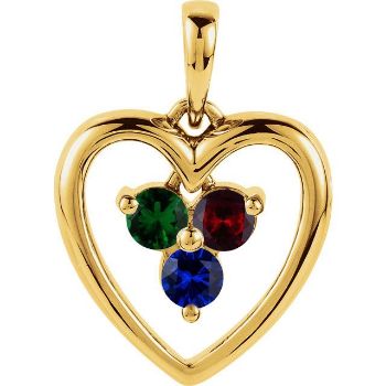 Picture of Gold Heart 3 Stones Mother's Pendant