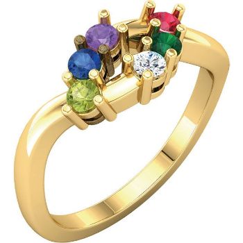 Picture of 14K Gold 1 to 6 Round Stones Mother's Ring