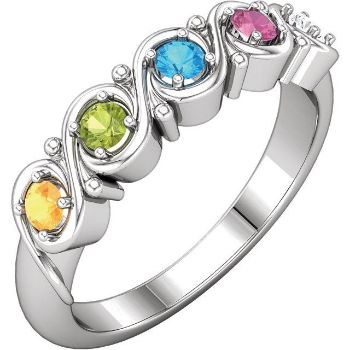 Picture of Silver 1 to 5 Round Stones Mother's Ring