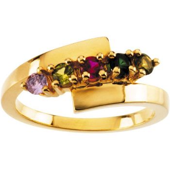 Picture of Gold 1 to 5 Round Stones Mother's Ring