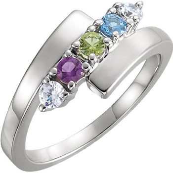 Picture of Silver 1 to 5 Round Stones Mother's Ring