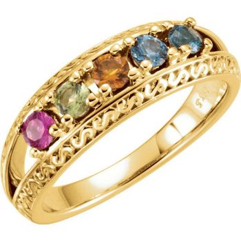 Picture of 10K  or 14K Gold 1 to 5 Round Stones Mother's Ring