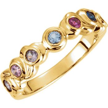 Carinagems. Gold 1 to 7 Round Stone Mother's Ring