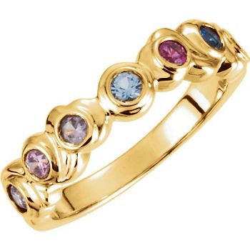 Picture of Gold 1 to 7 Round Stone Mother's Ring