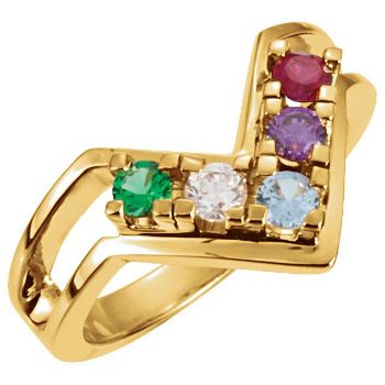 Picture of Gold 1 to 7 Round Stones Mother's Ring