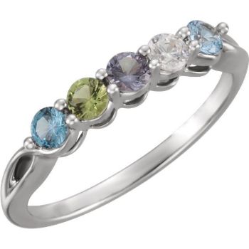 Picture of Silver 1 to 5 Round Stones Mother's Ring