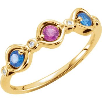 Picture of 14K Gold 1 to 5 Round Stones Mother's Ring