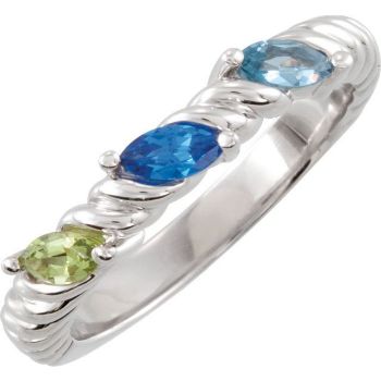 Picture of Silver 1 to 3 Marquise Stones Mother's Ring