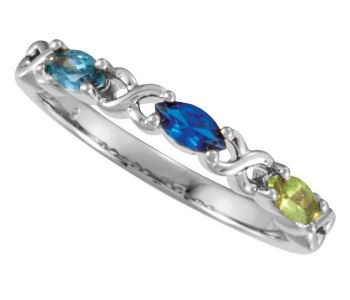 Picture of Silver 1 to 3 Marquise Stones Mother's Ring