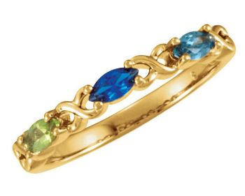 Picture of Gold 1 to 3 Marquise Stones Mother's Ring