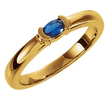 Picture of Gold 1 Oval Stone Stackable Mother's Ring