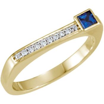 Picture of Gold 1 Square Stone Stackable Mother's Ring